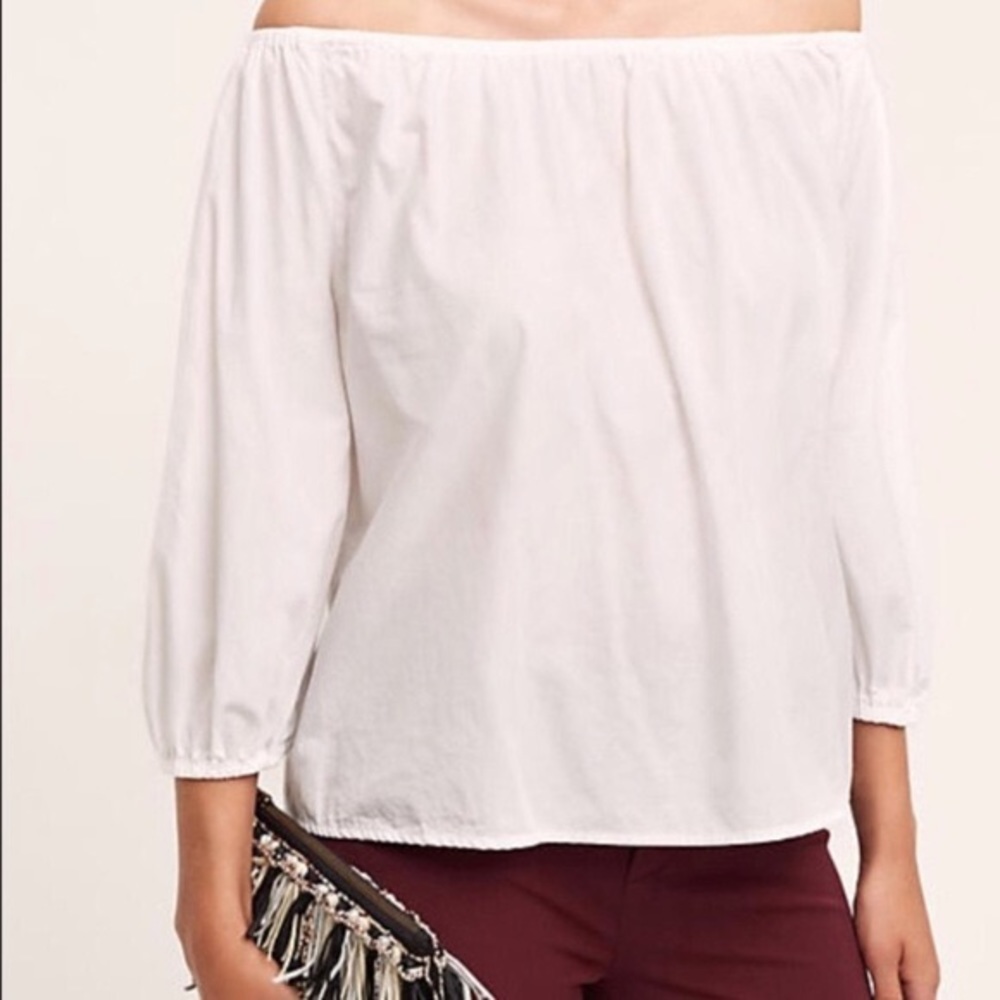 Anthropologie White Off the Shoulder Blouse